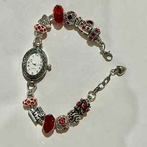 RED EUROPEAN BEADED WATCH